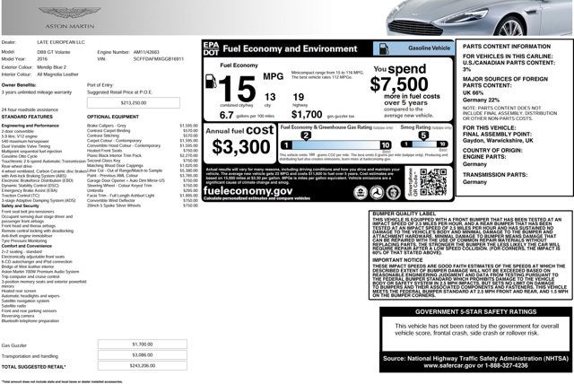 2016 Aston Martin DB9 GT Volante