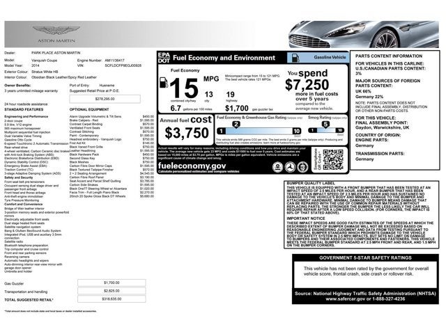 2014 Aston Martin Vanquish 2dr Cpe