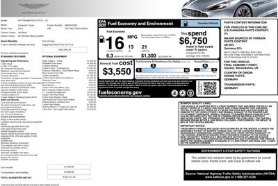 2015 Aston Martin Vanquish 2dr Cpe