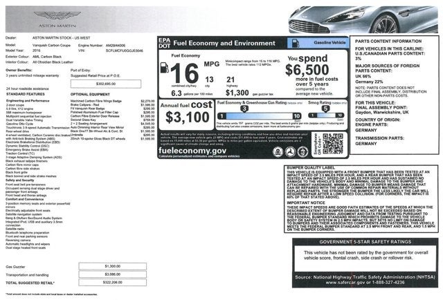 2016 Aston Martin Vanquish Carbon