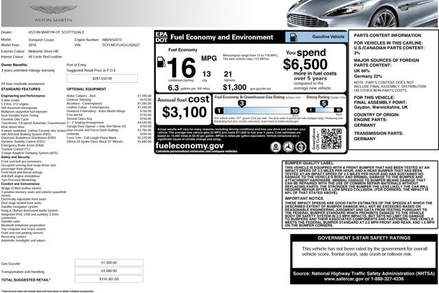 2016 Aston Martin Vanquish 2dr Cpe