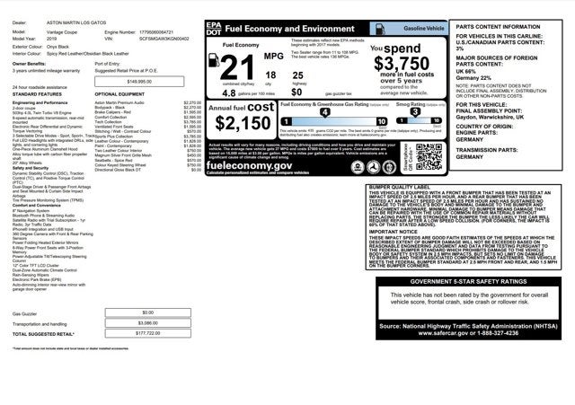 2019 Aston Martin Vantage Coupe