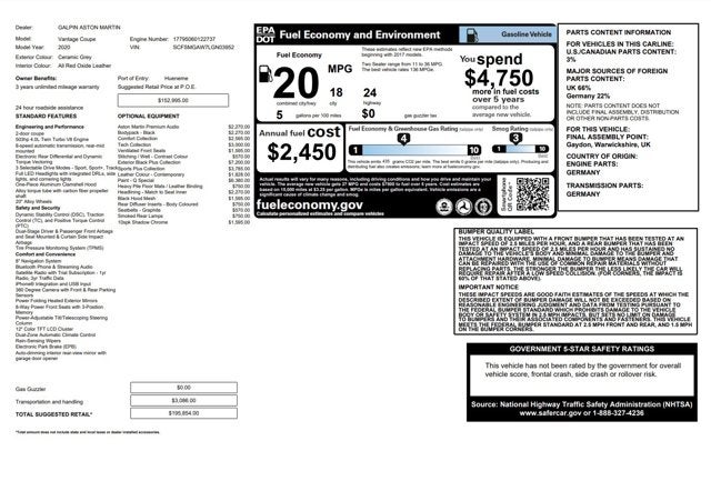 2020 Aston Martin Vantage Coupe