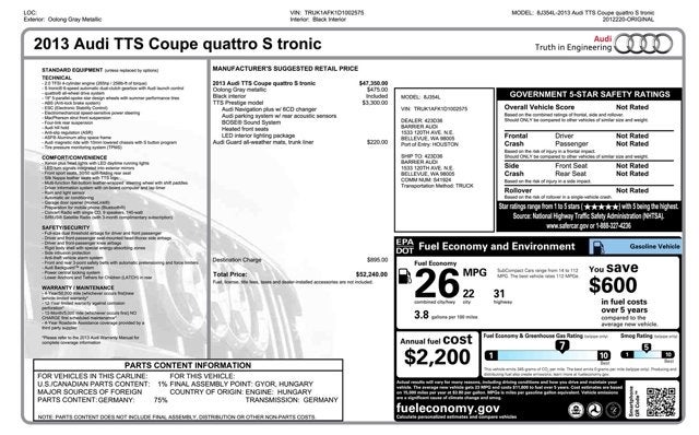 2013 Audi TTS Prestige Coupe
