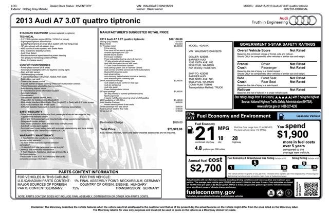 2013 Audi A7 3.0 Prestige