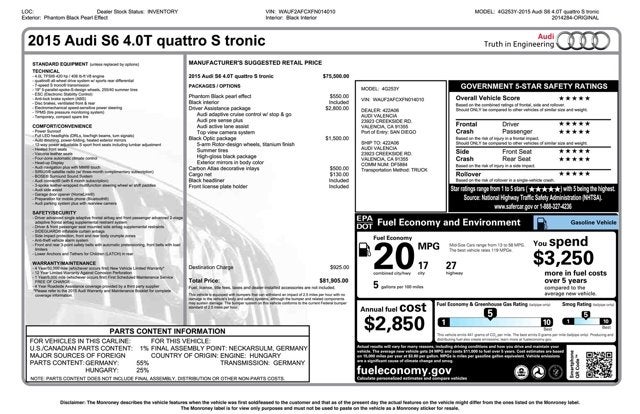2015 Audi S6 Quattro S Tronic