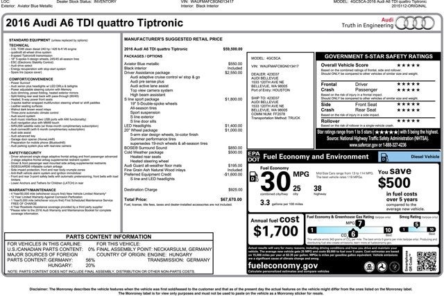 2016 Audi A6 3.0L TDI Premium Plus