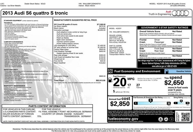 2013 Audi S6 Prestige