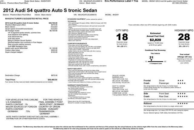 2012 Audi S4 Prestige