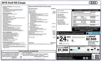 2019 Audi S5 Coupe Premium Plus