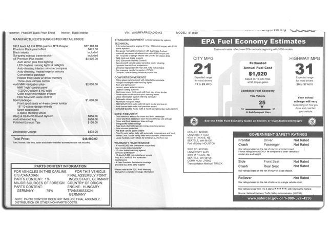 2012 Audi A5 2.0T Quattro Premium Plus