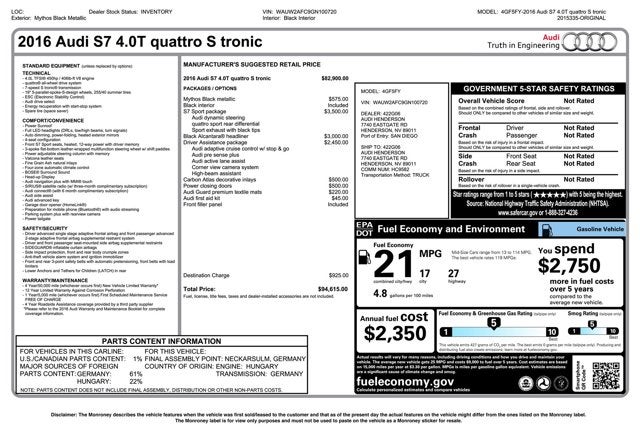 2016 Audi S7 4dr HB