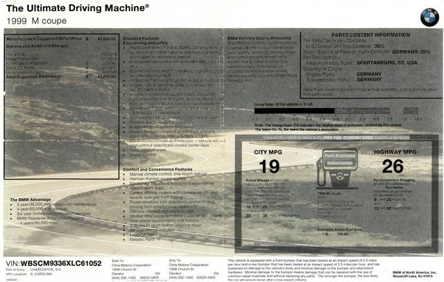 1999 BMW M Coupe 3.2L