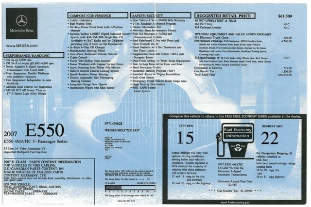 2007 Mercedes-Benz E550 4MATIC®