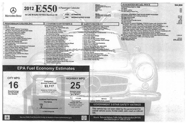 2012 Mercedes-Benz E-Class E 550