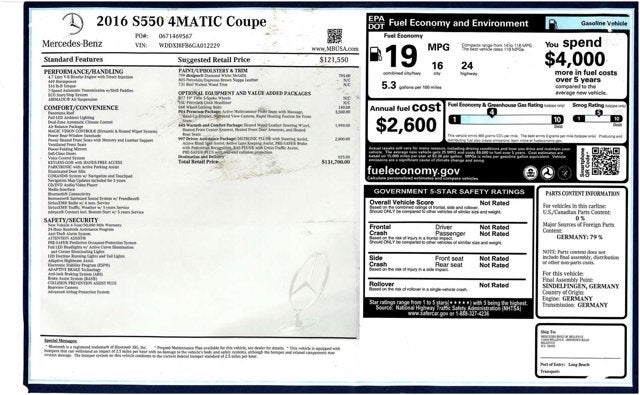 2016 Mercedes-Benz S-Class S 550