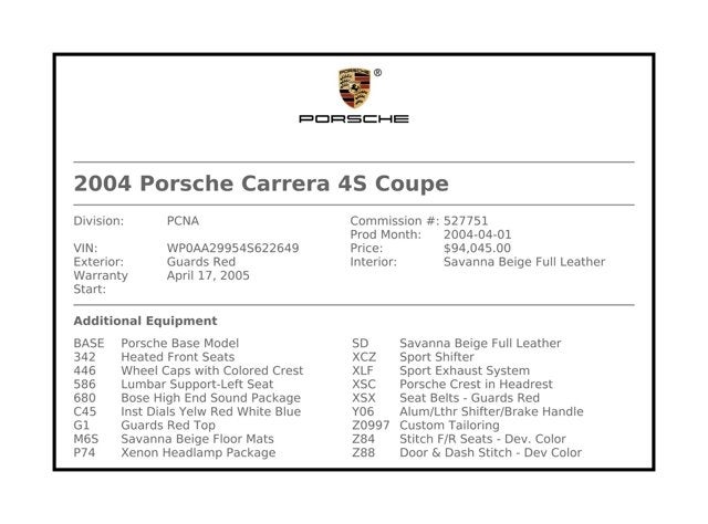 2004 Porsche 911 Carrera 4S