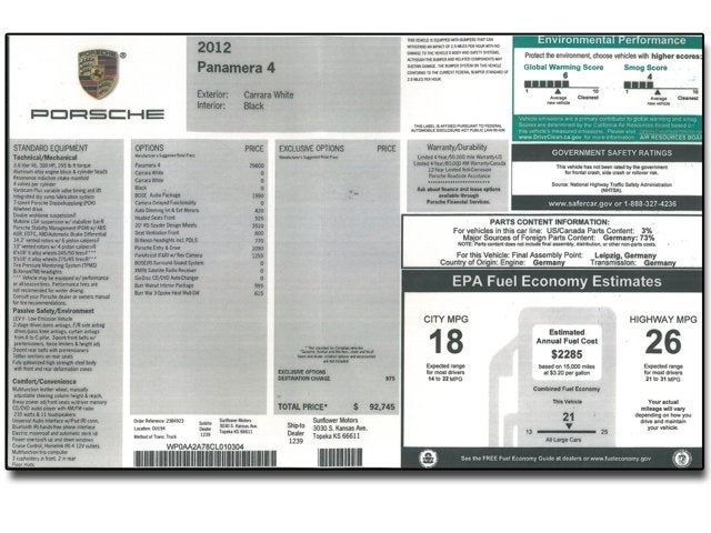 2012 Porsche Panamera 4