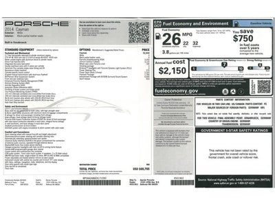 2014 Porsche Cayman 2dr Cpe