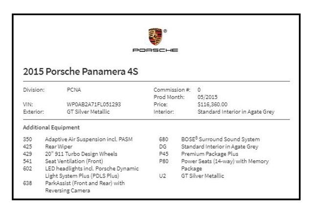2015 Porsche Panamera 4S