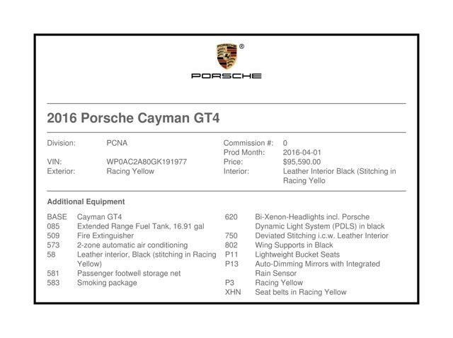 2016 Porsche Cayman GT4