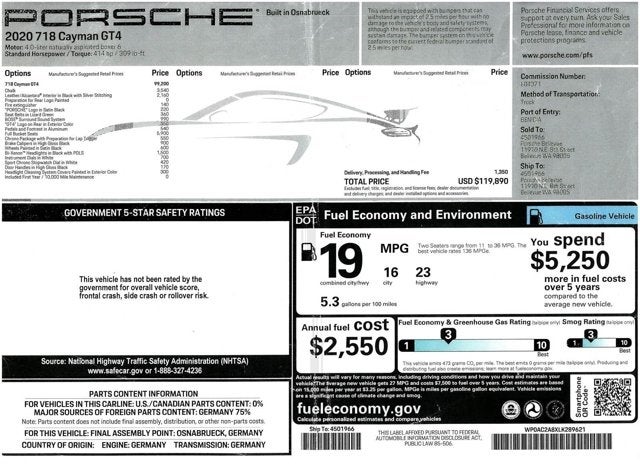 2020 Porsche 718 Cayman GT4