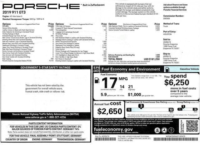 2019 Porsche 911 GT3 Touring