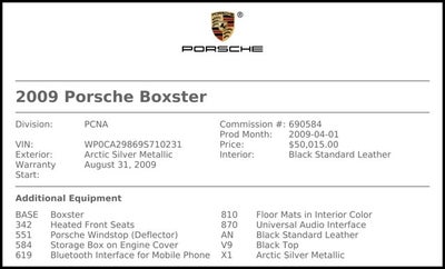 2009 Porsche Boxster 2dr Roadster