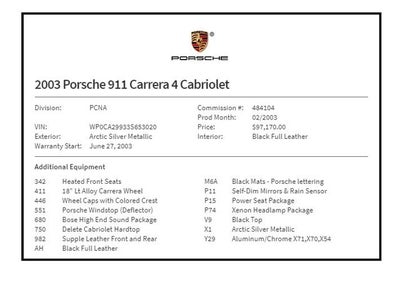 2003 Porsche 911 Carrera 4 Cabriolet