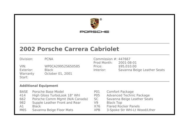 2002 Porsche 911 Carrera Cabriolet