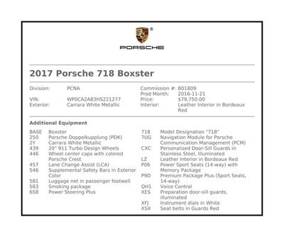 2017 Porsche Boxster 718