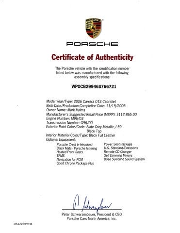 2006 Porsche 911 Carrera 4S Cabriolet