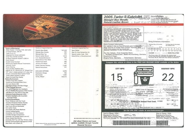 2005 Porsche 911 Turbo S Cabriolet