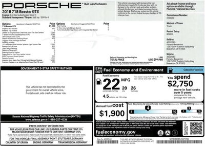 2018 Porsche 718 Boxster GTS