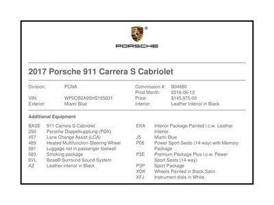 2017 Porsche 911 Carrera S Cabriolet