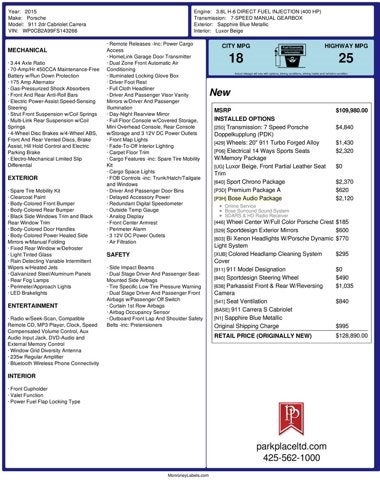 2015 Porsche 911 Carrera S Cabriolet