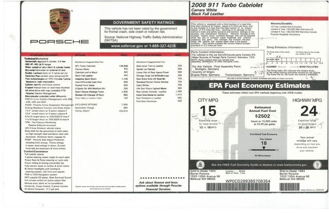 2008 Porsche 911 Turbo Cabriolet