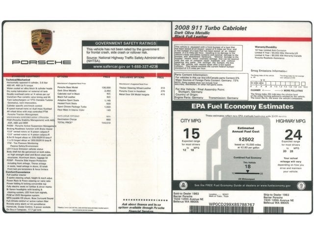 2008 Porsche 911 Turbo Cabriolet