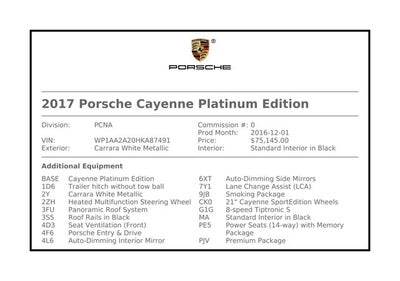 2017 Porsche Cayenne Platinum Edition