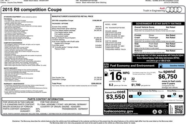2015 Audi R8 V10 Competition Coupe
