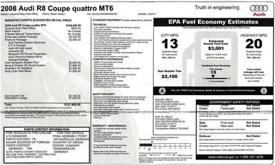 2008 Audi R8 2dr Cpe Auto quattro *Ltd Avail*