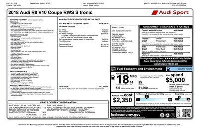2018 Audi R8 Coupe V10