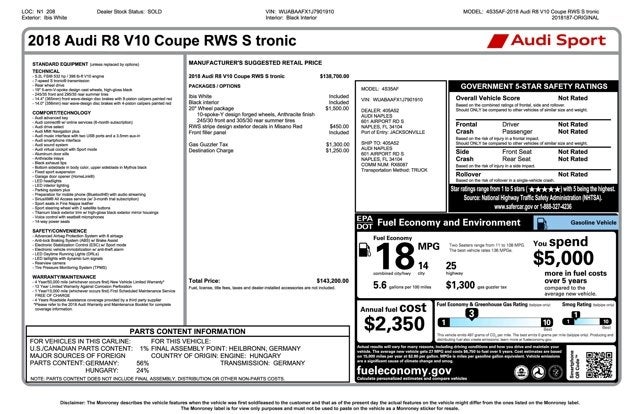 2018 Audi R8 Coupe V10