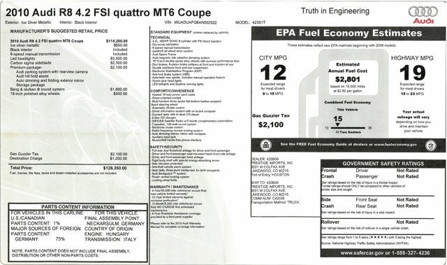 2010 Audi R8 4.2L