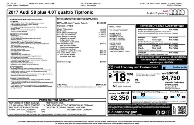 2017 Audi S8 plus 4.0 TFSI