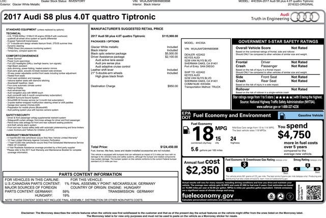 2017 Audi S8 plus 4.0 TFSI