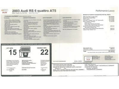 2003 Audi RS6 4dr Sdn 4.2L quattro AWD