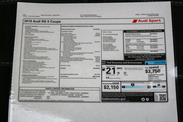 2019 Audi RS 5 Coupe 2.9 TFSI quattro
