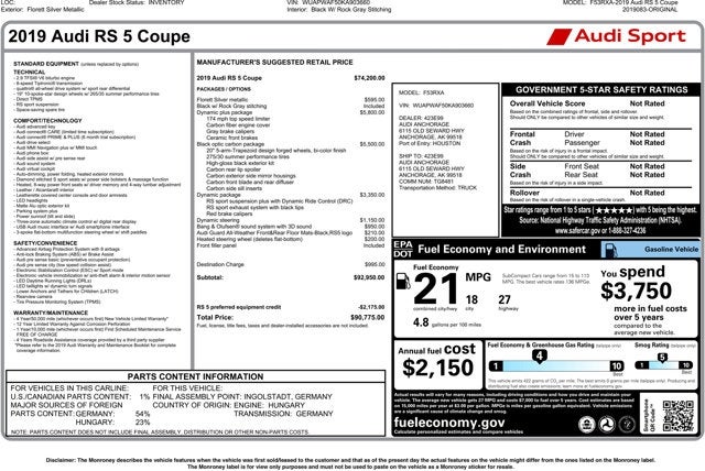 2019 Audi RS 5 Coupe 2.9 TFSI quattro