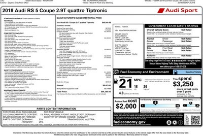 2018 Audi RS 5 Coupe 2.9 TFSI quattro tiptronic